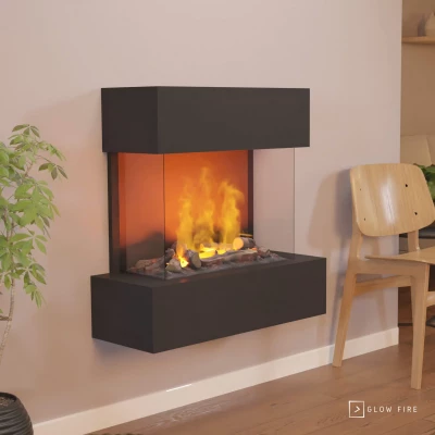 Hölderlin Sort – Vanddamppejs fra Glow Fire | Køb nu Hölderlin vanddamppejs i sort med realistiske vanddamp flammer