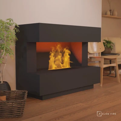 Kant Sort - OMC 600 by Glow Fire | Fritstående Vanddamp Pejs | Køb Nu Kant Sort - OMC 600 Fritstående Vanddamppejs fra Glow Fire – Realistisk Flammeeffekt, Ingen Varme, Sort Design