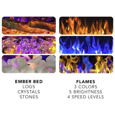 Elektrisk pejs Pride Aflamo Pride Elektrisk Pejs – Energieffektive LED-Flammer, Tilpasselige Flammefarver, Vægmonteret eller Indbygget Design