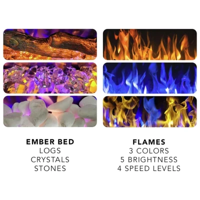 Elektrisk pejs Premier Aflamo Pride Slim 127 cm sort vægmonteret elektrisk pejs