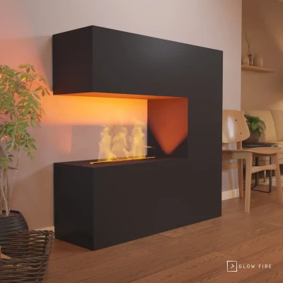 Glow Fire Schiller Sort - OMC 600 | Fritstående Vanddamp Pejs Glow Fire Schiller Sort - OMC 600 | Fritstående vanddamp-pejs, 120 cm x 120 cm x 38 cm