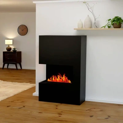 Glow Fire Tucholsky Hjørnepejs Sort - Vanddampe Pejs Køb Online Glow Fire Tucholsky Højre Hjørne Sort - OMC 600 | Fritstående Vanddamp Pejs, Sort, 91 cm x 150 cm x 35 cm