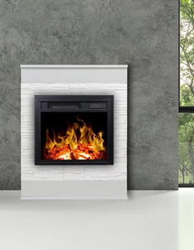 White freestanding electric fireplace